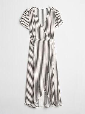 Gap Striped Wrap Midi Dress Black&White Size Large